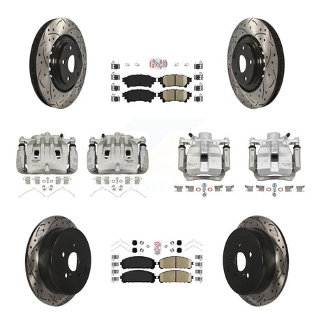 Front Rear Brake Caliper Drill Slot Rotors Ceramic Pad Kit (10Pc) For Lexus RX350 RX450h KCD-100593N