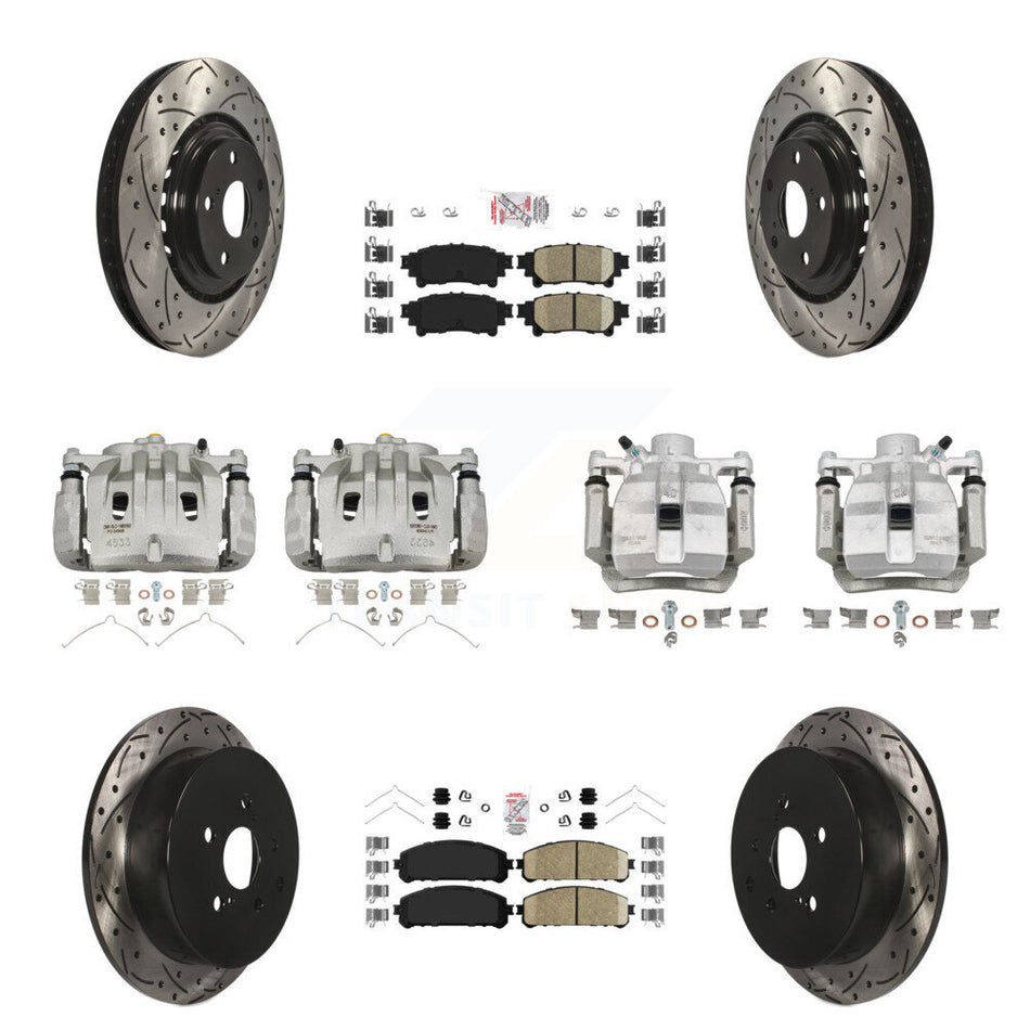 Front Rear Brake Caliper Drill Slot Rotors Ceramic Pad Kit (10Pc) For Lexus RX350 RX450h KCD-100593N