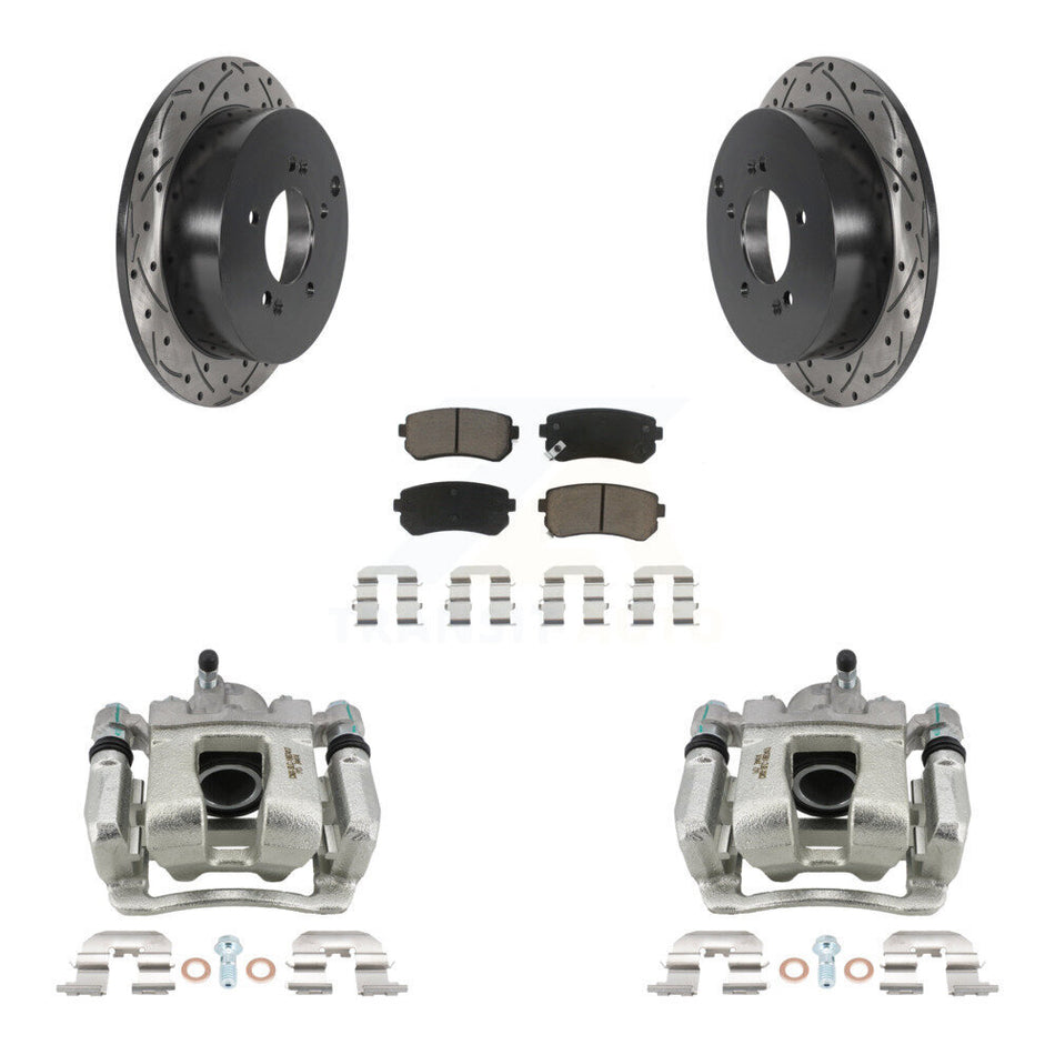 Rear Brake Caliper Drill Slot Rotors Ceramic Pad Kit For 2016 Kia Sportage From 12 10 15 KCD-100594C