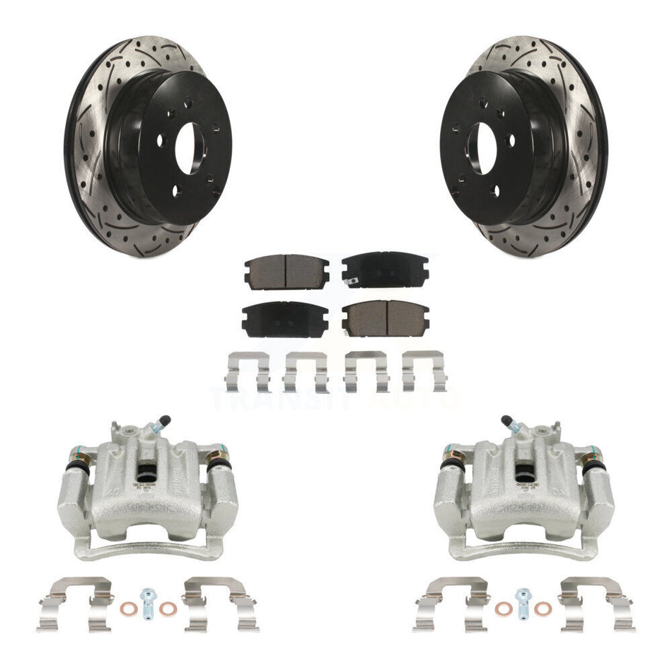 Rear Brake Caliper Drill Slotted Rotor Ceramic Pad Kit For Chevrolet Equinox GMC Terrain KCD-100595C