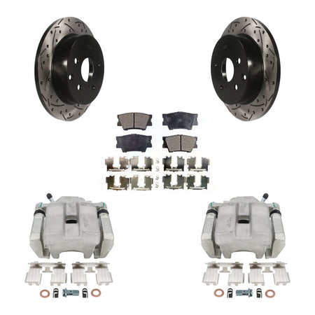 Rear Disc Brake Coated Caliper Drilled Slotted Rotor And Ceramic Pad Kit For Toyota RAV4 KCD-100596T