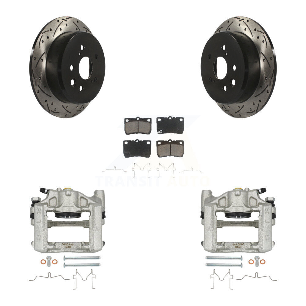 Rear Brake Coat Caliper Drill Slot Rotors Ceramic Pad Kit For 2010-2011 Lexus IS250 Base KCD-100597C