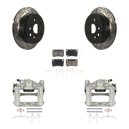 Rear Brake Coat Caliper Drill Slot Rotors Ceramic Pad Kit For 2010-2011 Lexus IS250 Base KCD-100597C