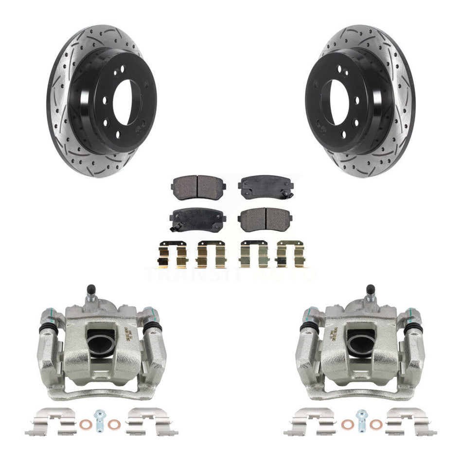 Rear Brake Caliper Drill Slot Rotor Semi-Metallic Pad Kit For Kia Sportage From 12 10 15 KCD-100599P