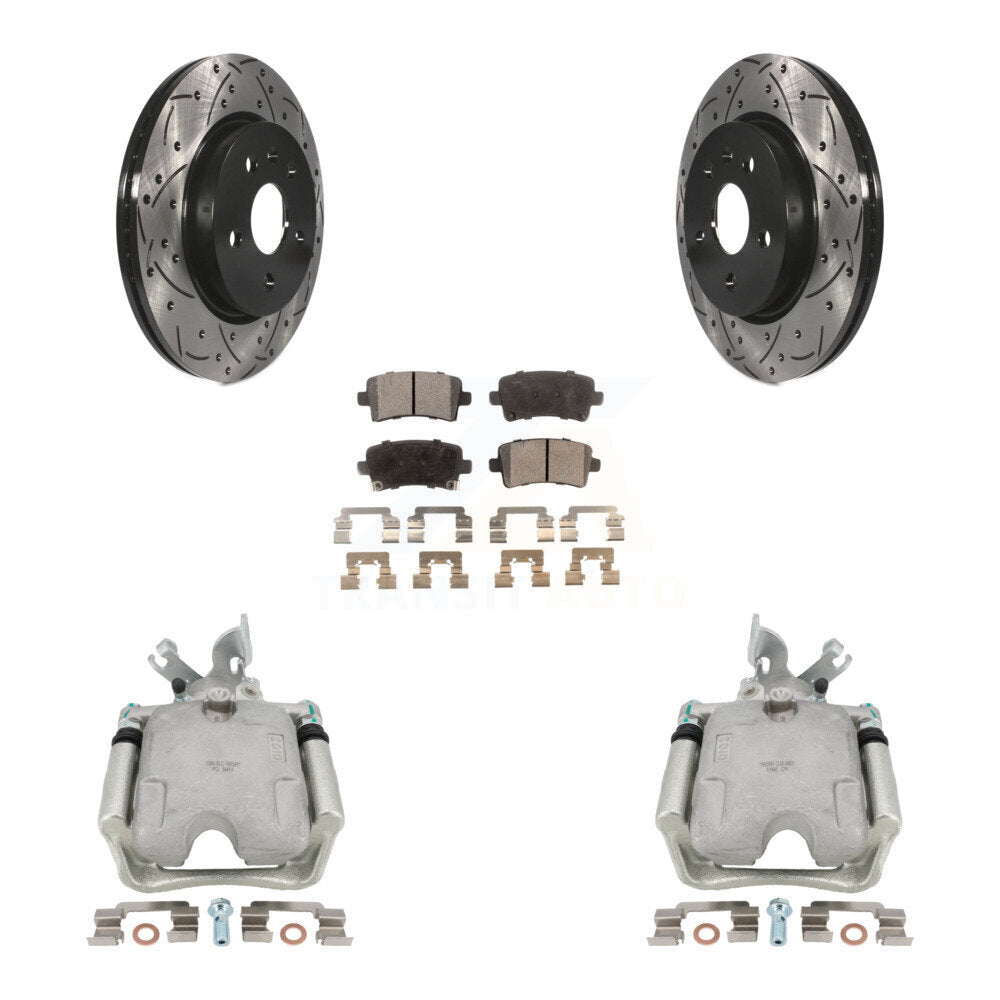 Rear Disc Brake Coated Caliper Drilled Slotted Rotors And Ceramic Pads Kit For Buick LaCrosse Allure KCD-100599T by Transit Auto