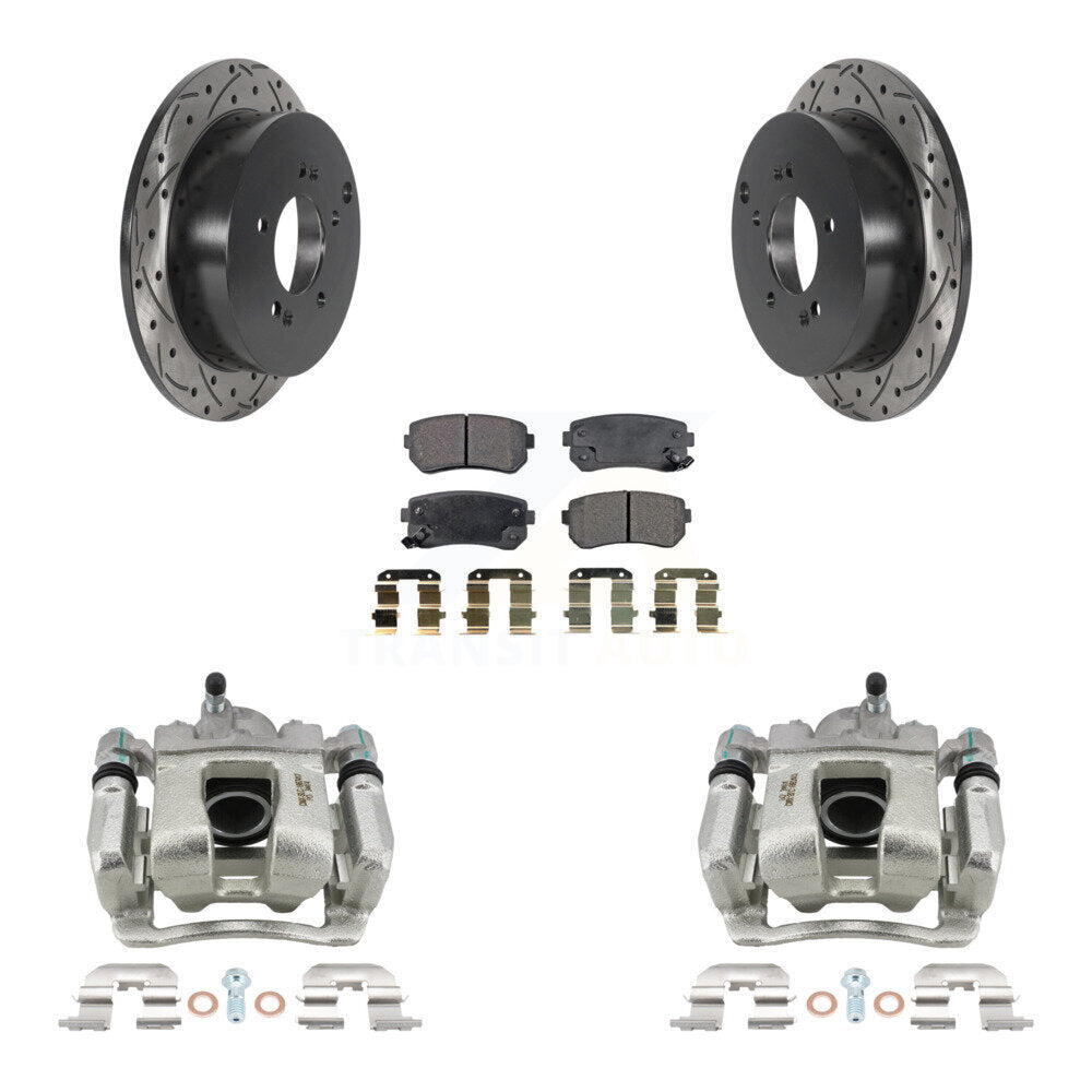 Rear Brake Caliper Drill Slot Rotor Semi-Metallic Pad Kit For Kia Sportage From 12 10 15 KCD-100600P