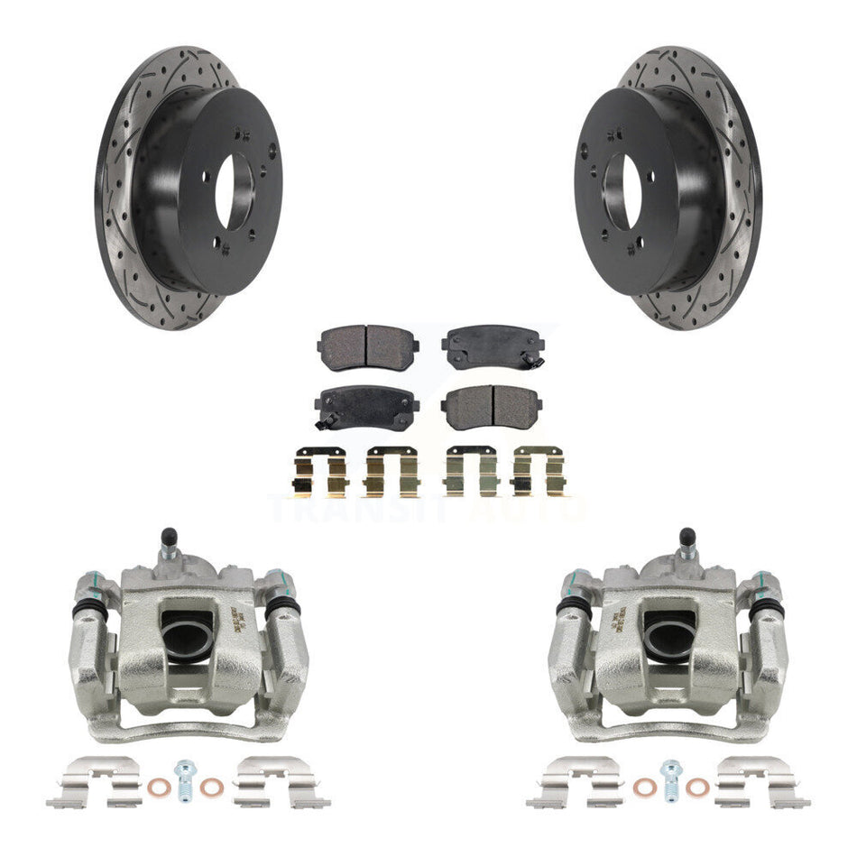 Rear Brake Caliper Drill Slot Rotor Semi-Metallic Pad Kit For Kia Sportage From 12 10 15 KCD-100600P