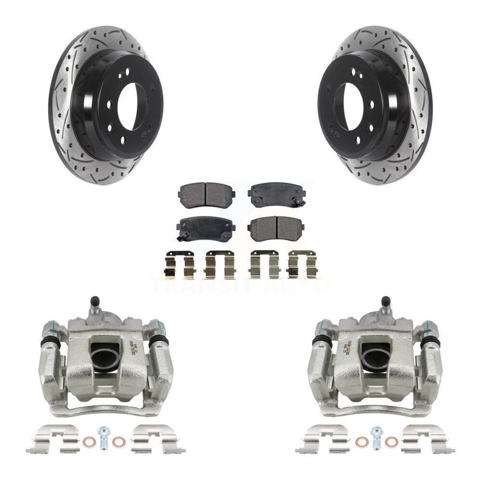 Rear Brake Caliper Drill Slot Rotors Ceramic Pad Kit For 2016 Kia Sportage From 12 10 15 KCD-100604T