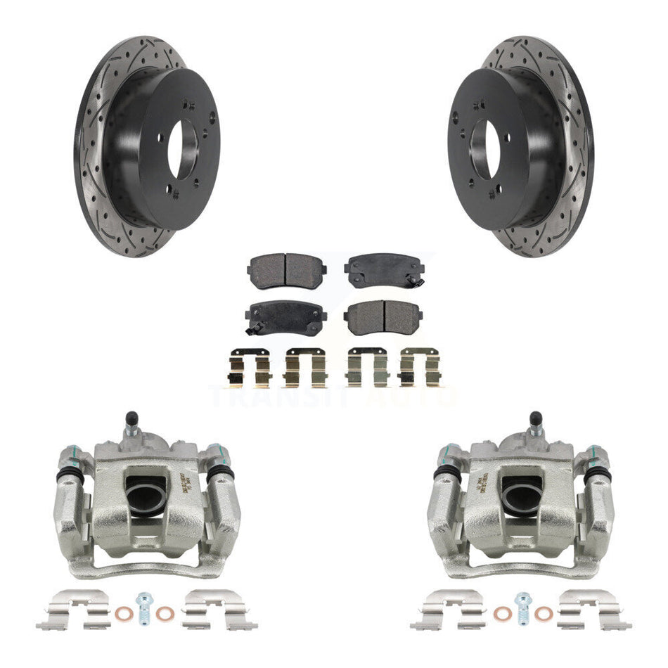 Rear Brake Caliper Drill Slot Rotors Ceramic Pad Kit For 2016 Kia Sportage From 12 10 15 KCD-100605T