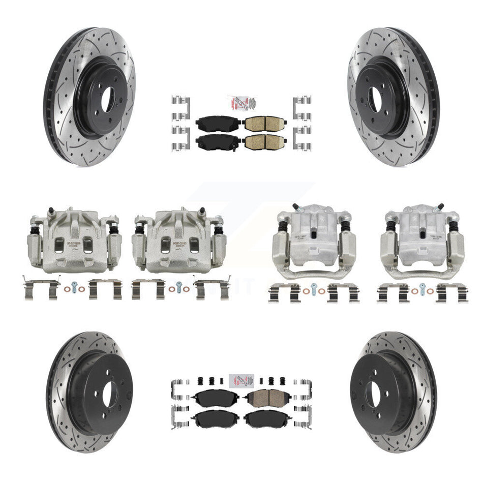 Front Rear Brake Caliper Drill Slotted Rotors Ceramic Pad Kit (10Pc) For Subaru Forester KCD-100606N