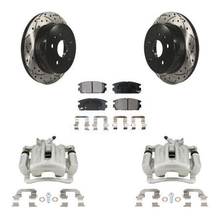 Rear Brake Caliper Drill Slotted Rotor Ceramic Pad Kit For Chevrolet Equinox GMC Terrain KCD-100606T