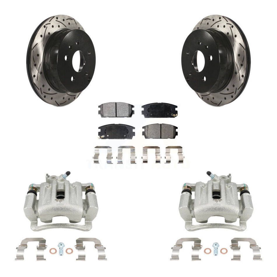 Rear Brake Caliper Drill Slotted Rotor Ceramic Pad Kit For Chevrolet Equinox GMC Terrain KCD-100606T