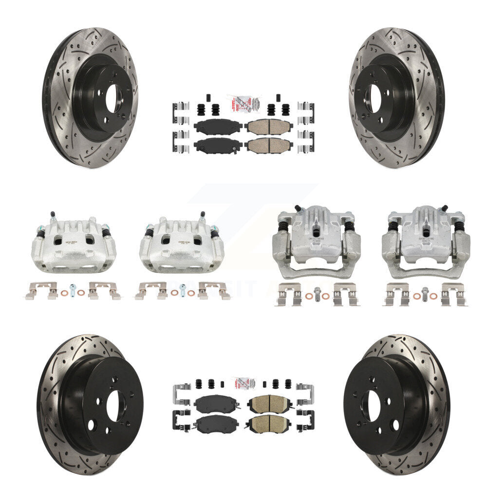 Front Rear Brake Caliper Drill Slot Rotors Ceramic Pad Kit (10Pc) For Subaru Forester XV KCD-100608N