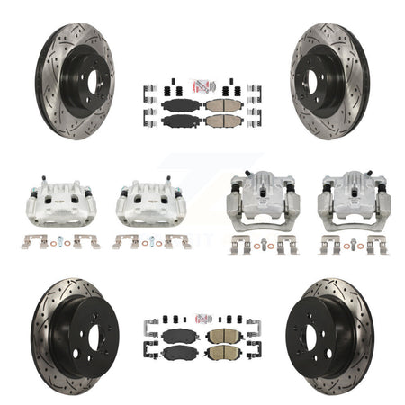 Front Rear Brake Caliper Drill Slot Rotors Ceramic Pad Kit (10Pc) For Subaru Forester XV KCD-100608N