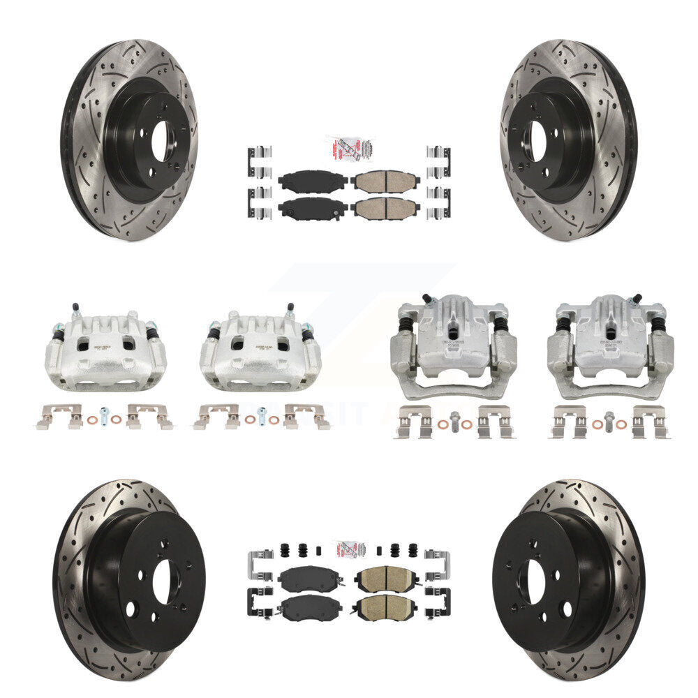 Front Rear Brake Caliper Drill Slot Rotors Ceramic Pad Kit (10Pc) For Subaru Forester XV KCD-100609N
