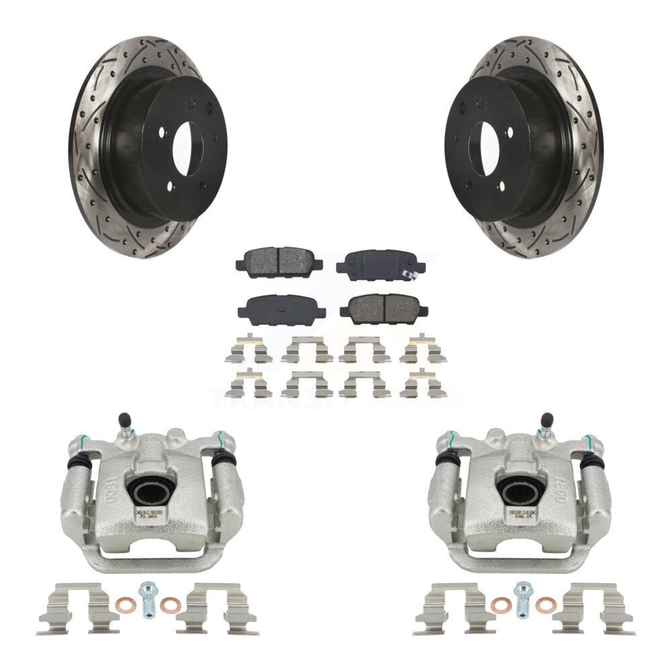 Rear Brake Coated Caliper Drill Slot Rotors Semi-Metallic Pad Kit For Nissan Sentra Juke KCD-100610S