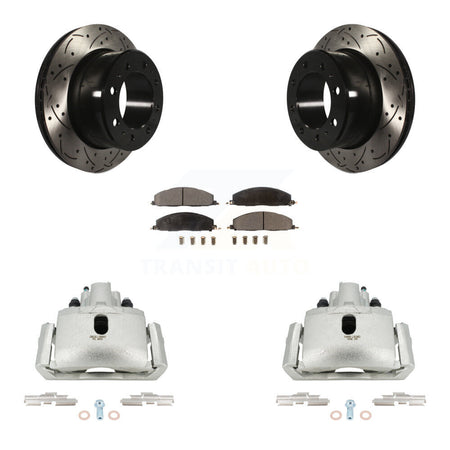 Rear Brake Caliper Drill Slot Rotors Ceramic Pad Kit For 2012 Ram 1500 With 8 Lug Wheels KCD-100610T