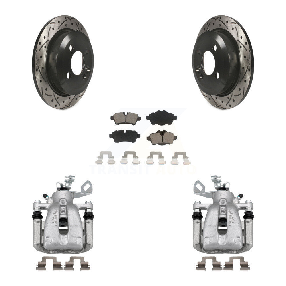 Rear Disc Brake Coated Caliper Drilled Slotted Rotor And Ceramic Pad Kit For Mini Cooper KCD-100613C