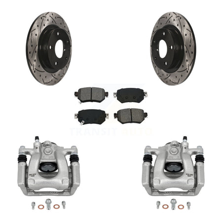 Rear Brake Coated Caliper Drilled Slot Rotor Semi-Metallic Pad Kit For 2016-2021 Mazda 6 KCD-100613S