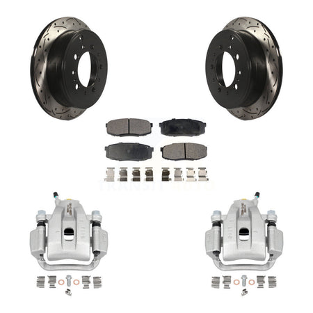 Rear Brake Coated Caliper Drill Slotted Rotors Ceramic Pad Kit For Toyota Tundra Sequoia KCD-100613T