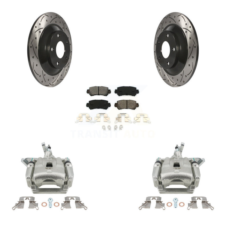 Rear Brake Coat Caliper Drill Slot Rotors Semi-Metallic Pad Kit For 2013-2015 Mazda CX-5 KCD-100615S