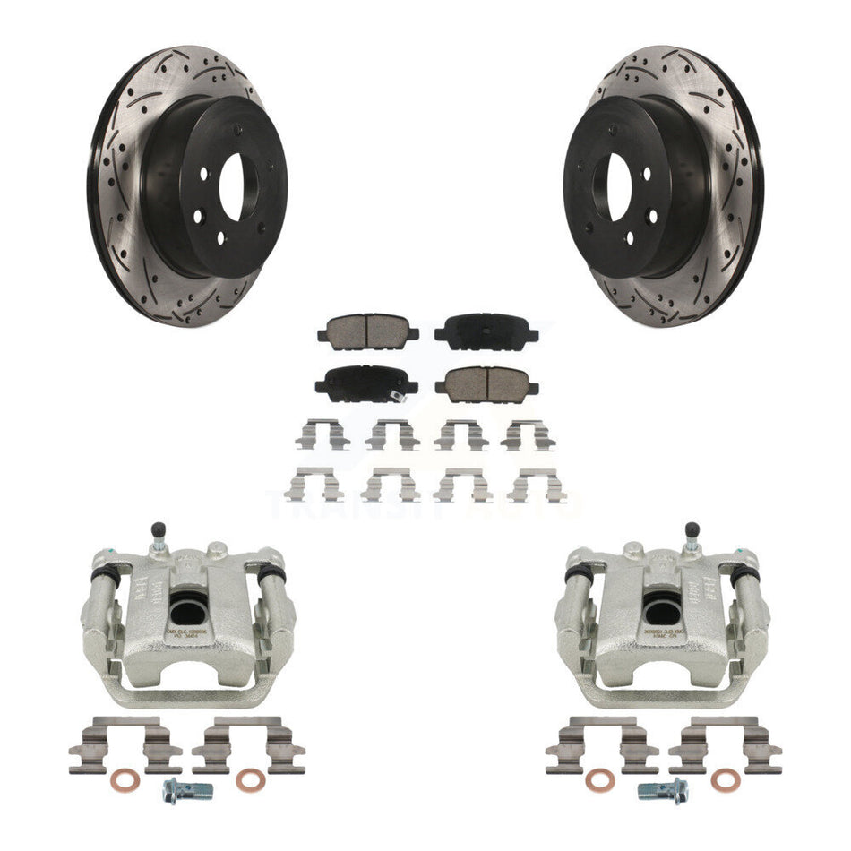 Rear Disc Brake Coated Caliper Drilled Slotted Rotors And Ceramic Pads Kit For Nissan Rogue Sport LEAF KCD-100616C by Transit Auto