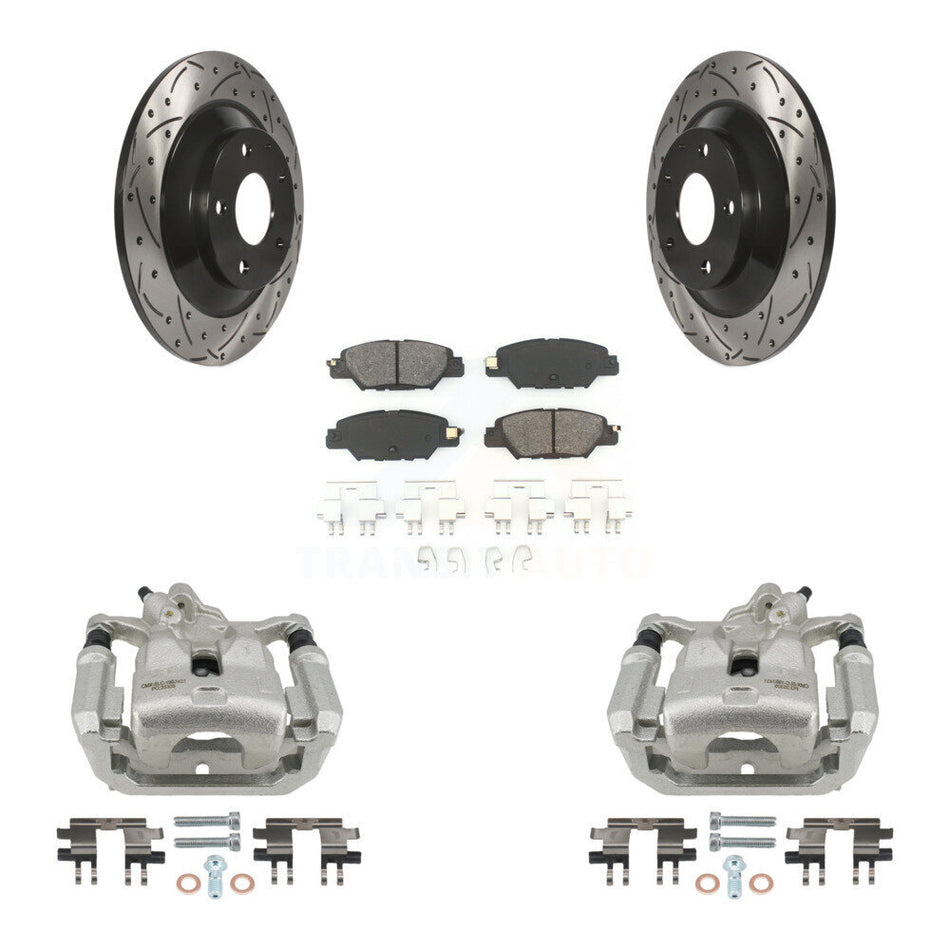 Rear Brake Coat Caliper Drill Slot Rotors Semi-Metallic Pad Kit For 2016-2022 Mazda CX-5 KCD-100617S