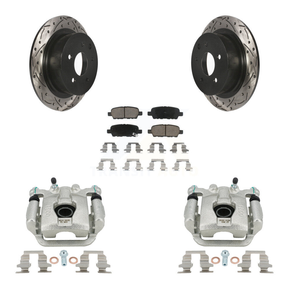 Rear Disc Brake Coated Caliper Drilled Slot Rotor Ceramic Pad Kit For Nissan Sentra Juke KCD-100618C