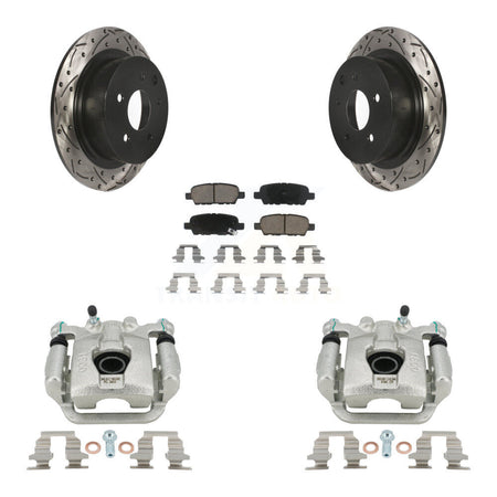 Rear Disc Brake Coated Caliper Drilled Slot Rotor Ceramic Pad Kit For Nissan Sentra Juke KCD-100618C