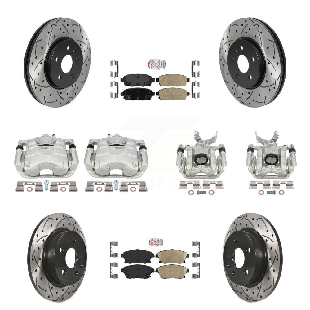 Front Rear Disc Brake Coated Caliper Drilled Slotted Rotors And Ceramic Pads Kit (10Pc) For 2013-2017 Buick Encore Chevrolet Trax KCD-100619N by Transit Auto