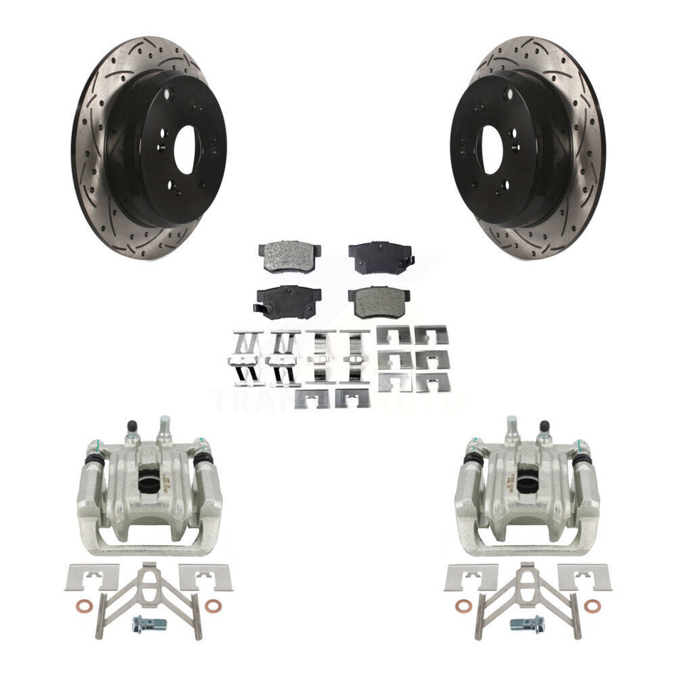 Rear Disc Brake Coated Caliper Drilled Slotted Rotors And Ceramic Pads Kit For Acura RDX KCD-100620T by Transit Auto