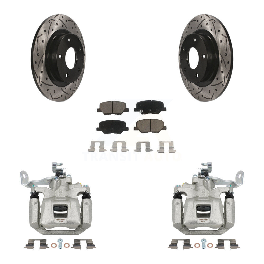 Rear Disc Brake Coated Caliper Drill Slotted Rotor Ceramic Pad Kit For 2014-2015 Mazda 6 KCD-100621C