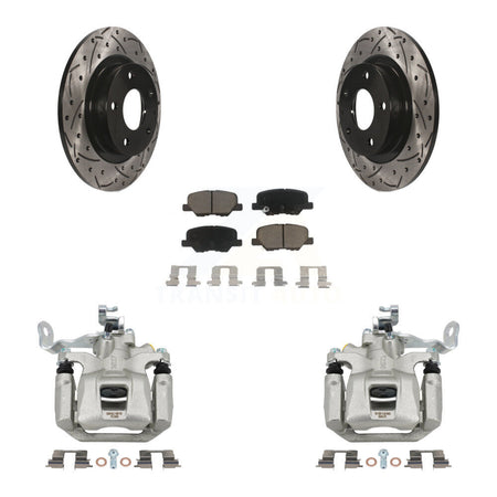 Rear Disc Brake Coated Caliper Drill Slotted Rotor Ceramic Pad Kit For 2014-2015 Mazda 6 KCD-100621C