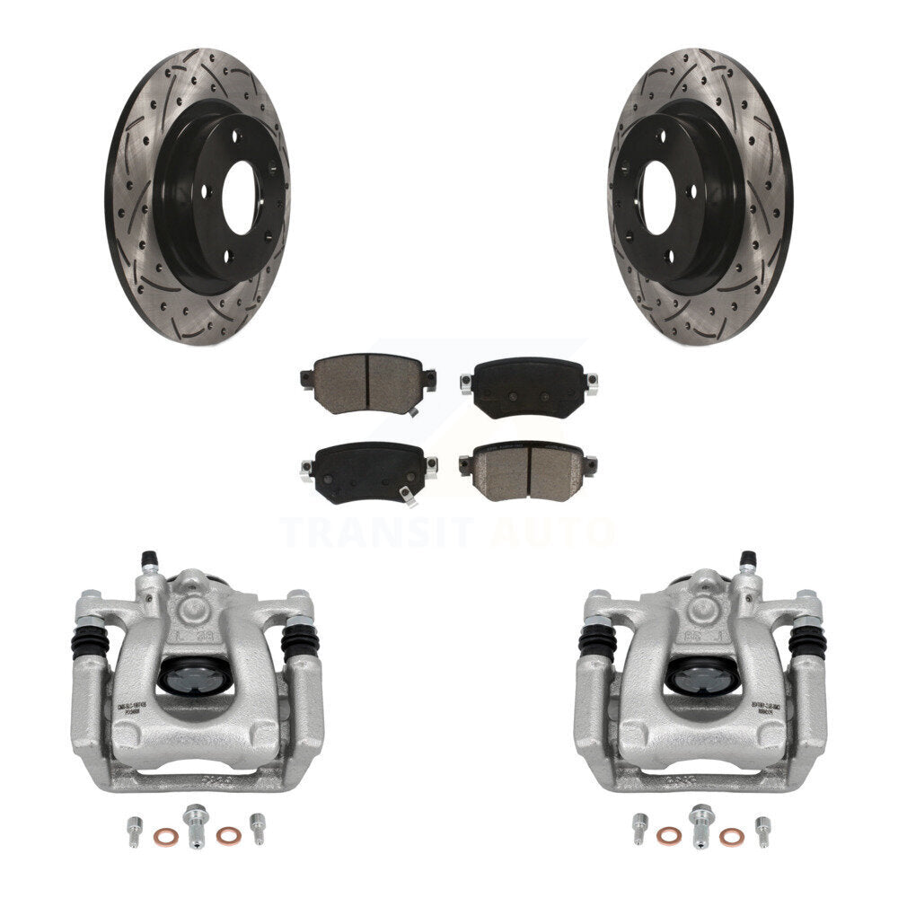 Rear Disc Brake Coated Caliper Drill Slotted Rotor Ceramic Pad Kit For 2016-2021 Mazda 6 KCD-100622C