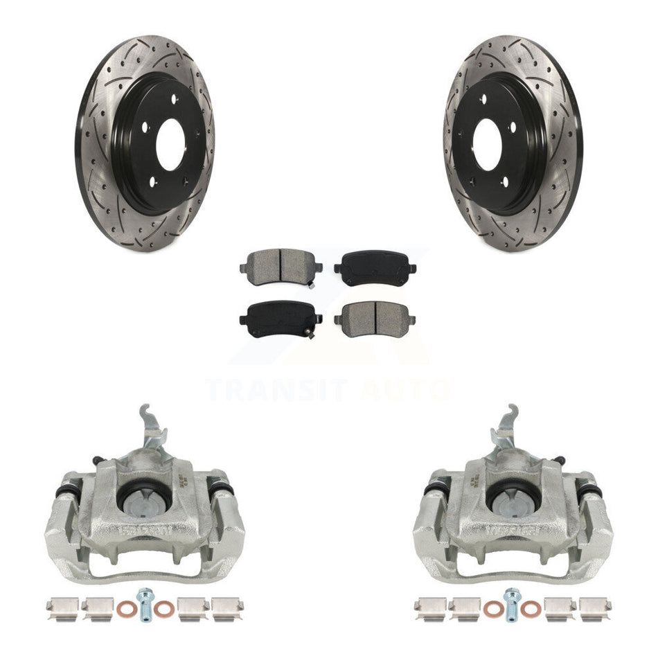 Rear Brake Caliper Drill Slotted Rotor Semi-Metallic Pad Kit For 2009-2011 Dodge Journey KCD-100623S