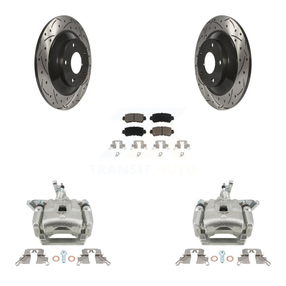 Rear Disc Brake Coated Caliper Drill Slot Rotor Ceramic Pad Kit For 2013-2015 Mazda CX-5 KCD-100624C