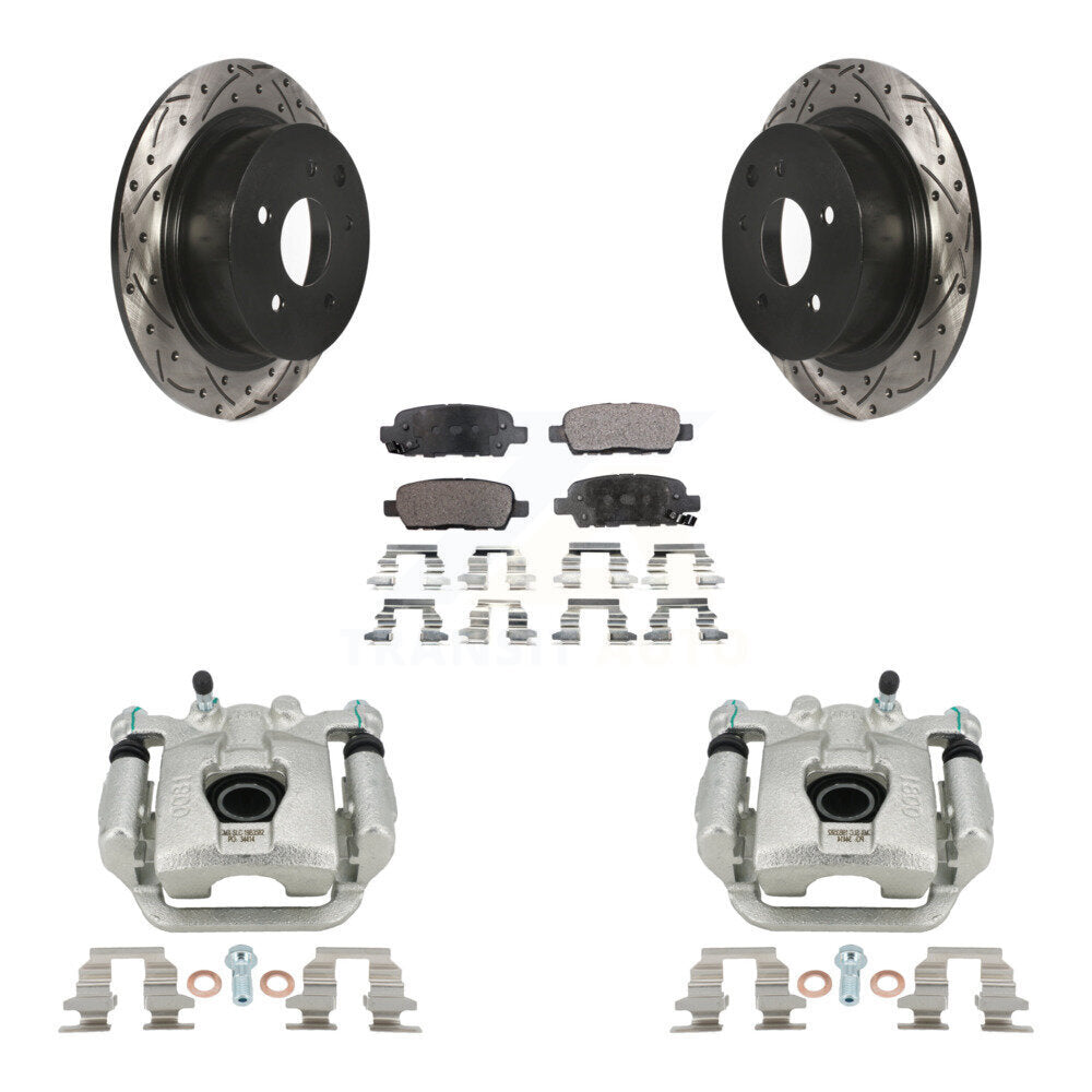 Rear Brake Coated Caliper Drill Slot Rotors Semi-Metallic Pad Kit For Nissan Sentra Juke KCD-100624P