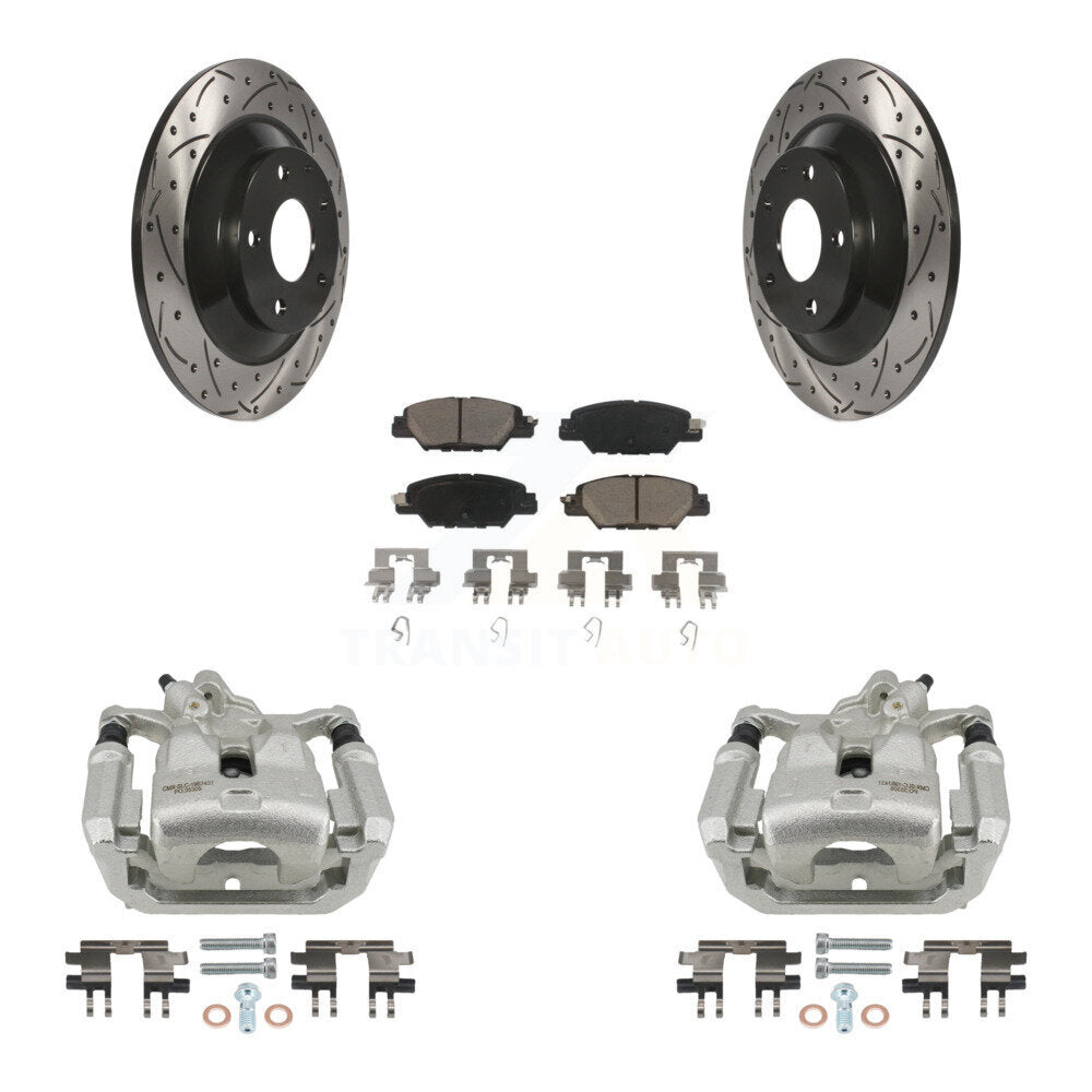 Rear Disc Brake Coated Caliper Drill Slot Rotor Ceramic Pad Kit For 2016-2022 Mazda CX-5 KCD-100626C