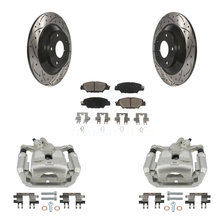 Rear Disc Brake Coated Caliper Drill Slot Rotor Ceramic Pad Kit For 2016-2022 Mazda CX-5 KCD-100626C