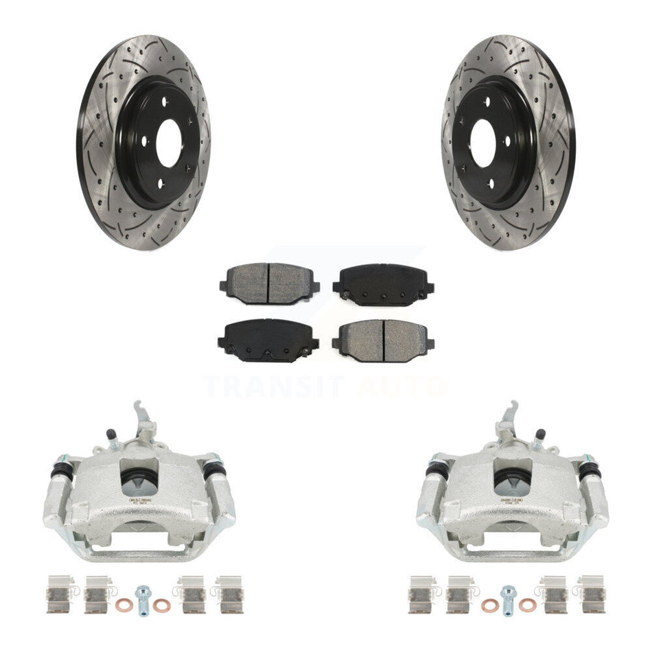 Rear Brake Caliper Drill Slotted Rotor Semi-Metallic Pad Kit For 2014-2020 Dodge Journey KCD-100626S