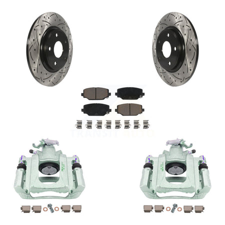 Rear Disc Brake Coated Caliper Drilled Slotted Rotors And Ceramic Pads Kit For Ram C/V KCD-100629C