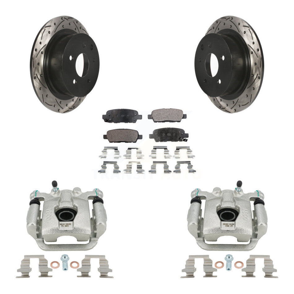 Rear Disc Brake Coated Caliper Drilled Slot Rotor Ceramic Pad Kit For Nissan Sentra Juke KCD-100629T