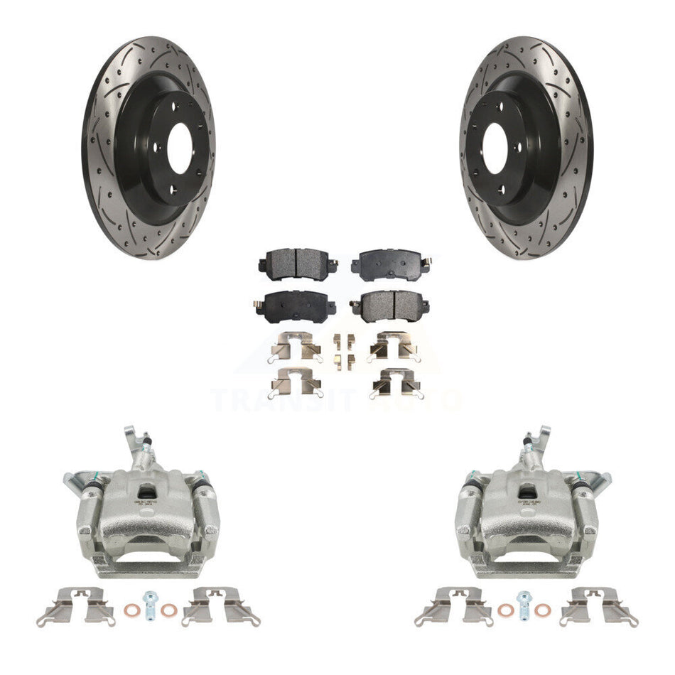 Rear Brake Coat Caliper Drill Slot Rotors Semi-Metallic Pad Kit For 2013-2015 Mazda CX-5 KCD-100630P