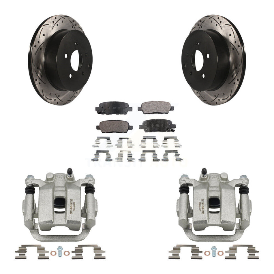 Rear Disc Brake Coated Caliper Drill Slot Rotors Ceramic Pad Kit For Nissan Murano Quest KCD-100631T