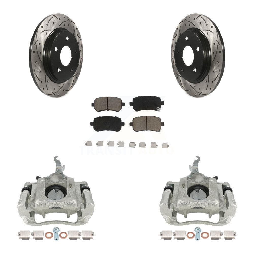 Rear Brake Coated Caliper Drilled Slot Rotor Ceramic Pad Kit For 2009-2011 Dodge Journey KCD-100632C
