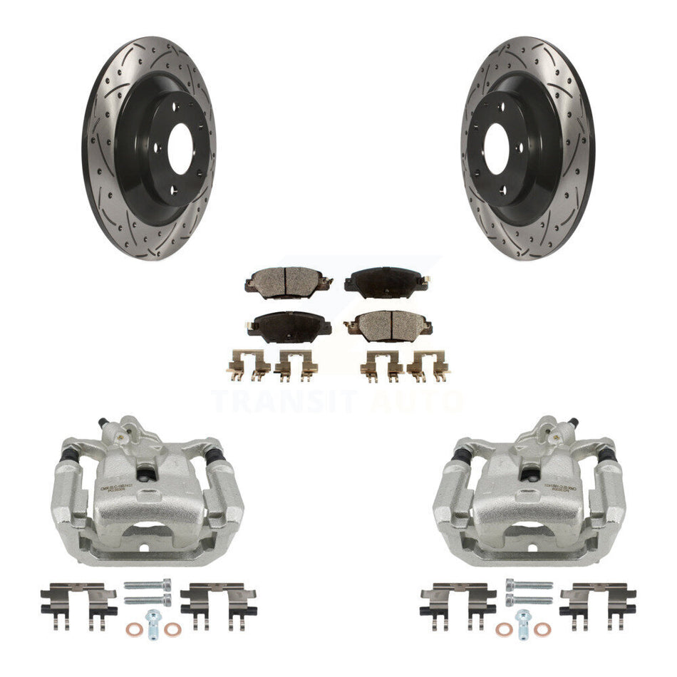 Rear Brake Coat Caliper Drill Slot Rotors Semi-Metallic Pad Kit For 2016-2022 Mazda CX-5 KCD-100632P