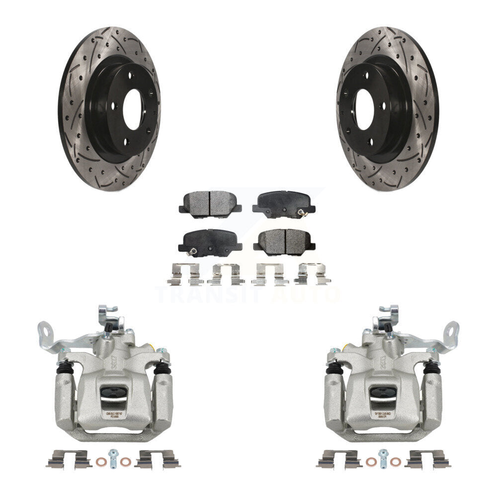 Rear Disc Brake Coated Caliper Drill Slotted Rotor Ceramic Pad Kit For 2014-2015 Mazda 6 KCD-100632T