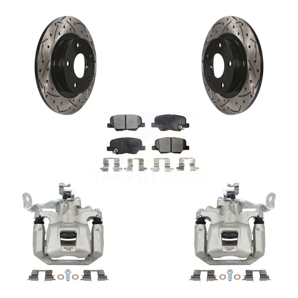 Rear Disc Brake Coated Caliper Drill Slotted Rotor Ceramic Pad Kit For 2014-2015 Mazda 6 KCD-100632T