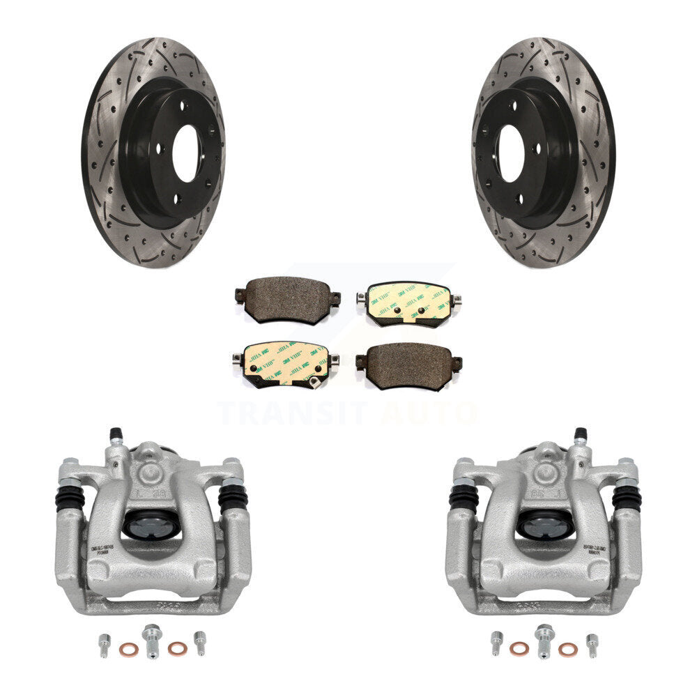 Rear Disc Brake Coated Caliper Drill Slotted Rotor Ceramic Pad Kit For 2016-2021 Mazda 6 KCD-100633T