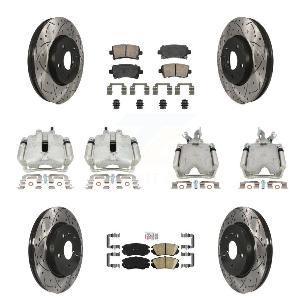 Front Rear Disc Brake Coated Caliper Drilled Slotted Rotors And Ceramic Pads Kit (10Pc) For Buick LaCrosse Allure KCD-100634N by Transit Auto